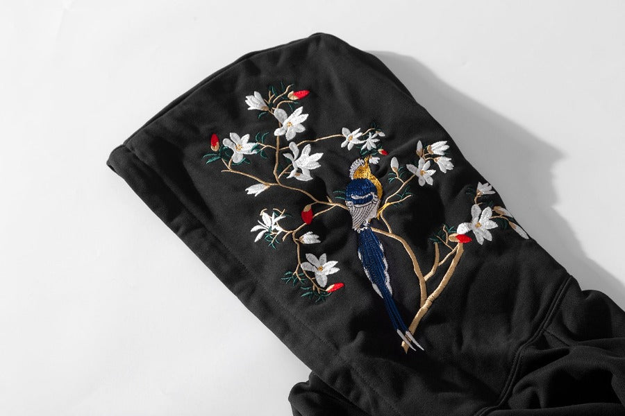 KH9083 Flowers Birds Embroidery Hoodie