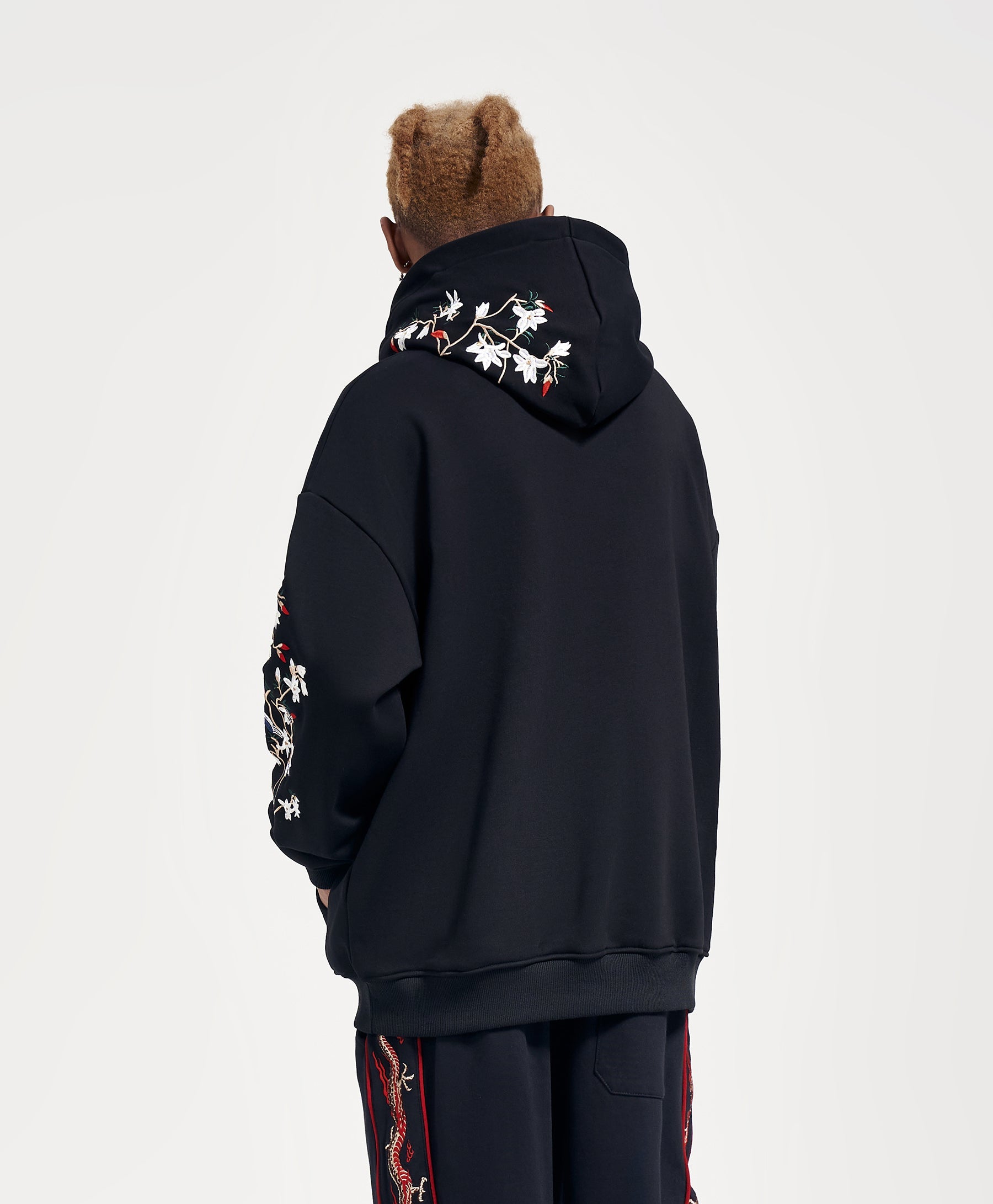 KH9083 Flowers Birds Embroidery Hoodie