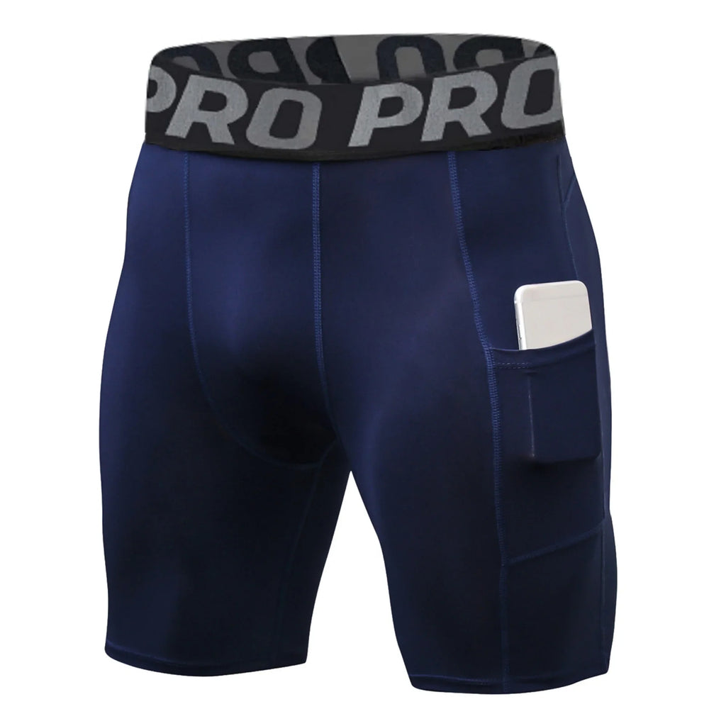 Compression Shorts Men with Pocket, Spandex Running Shorts Sport Athletic Workout Performance Underwear