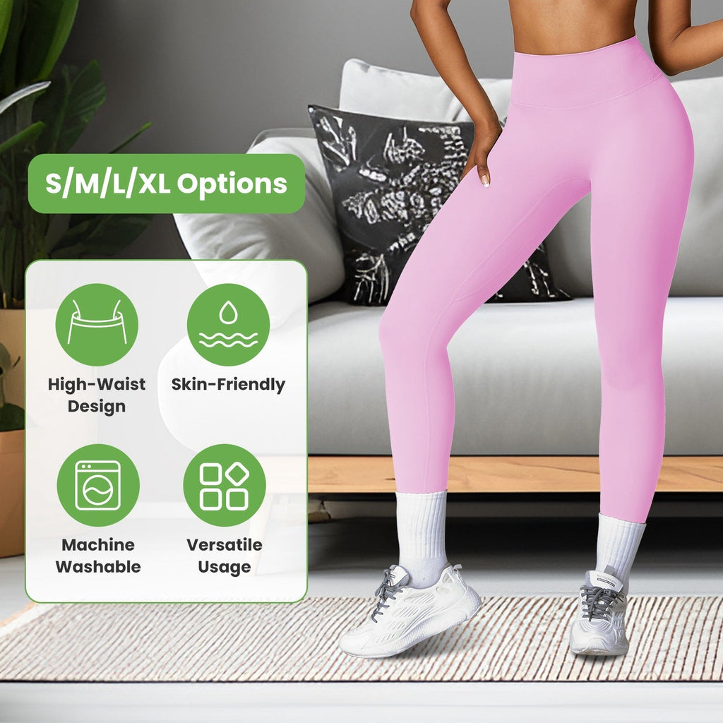 Women\'s High Waist Workout Leggings Tummy Control Compression Yoga Tight Pants Gym Pants Athletic Running Leggings with 25In Inseam No Front Seam