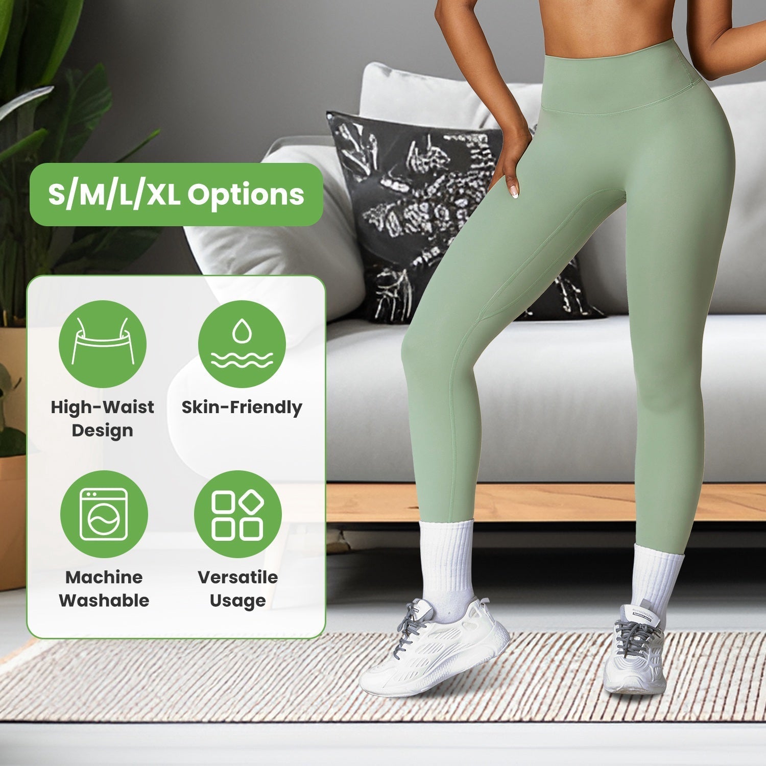 Women\'s High Waist Workout Leggings Tummy Control Compression Yoga Tight Pants Gym Pants Athletic Running Leggings with 25In Inseam No Front Seam