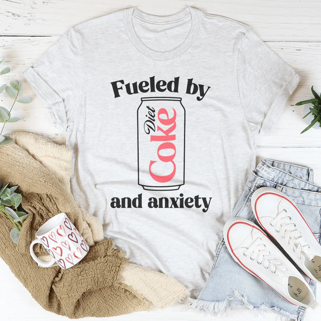 Relatable Daily Struggle Shirt – "Fueled By Diet Coke & Anxiety" Graphic Tee