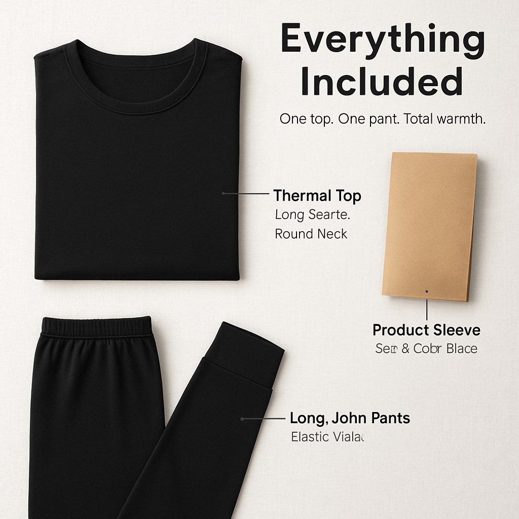 Thermal Underwear Set for Men - Long Johns Top & Bottom