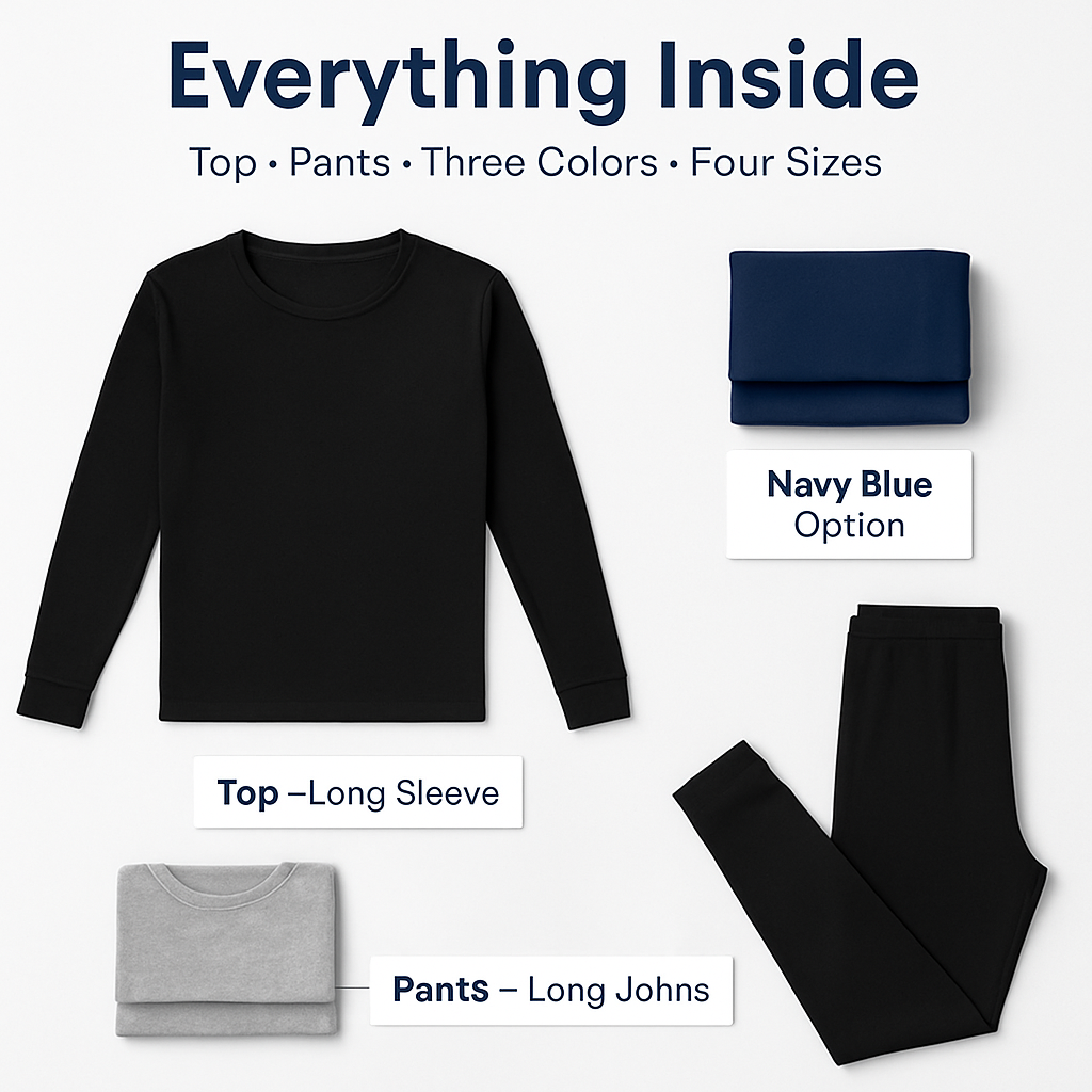 Thermal Underwear Set for Men - Long Johns Top & Bottom