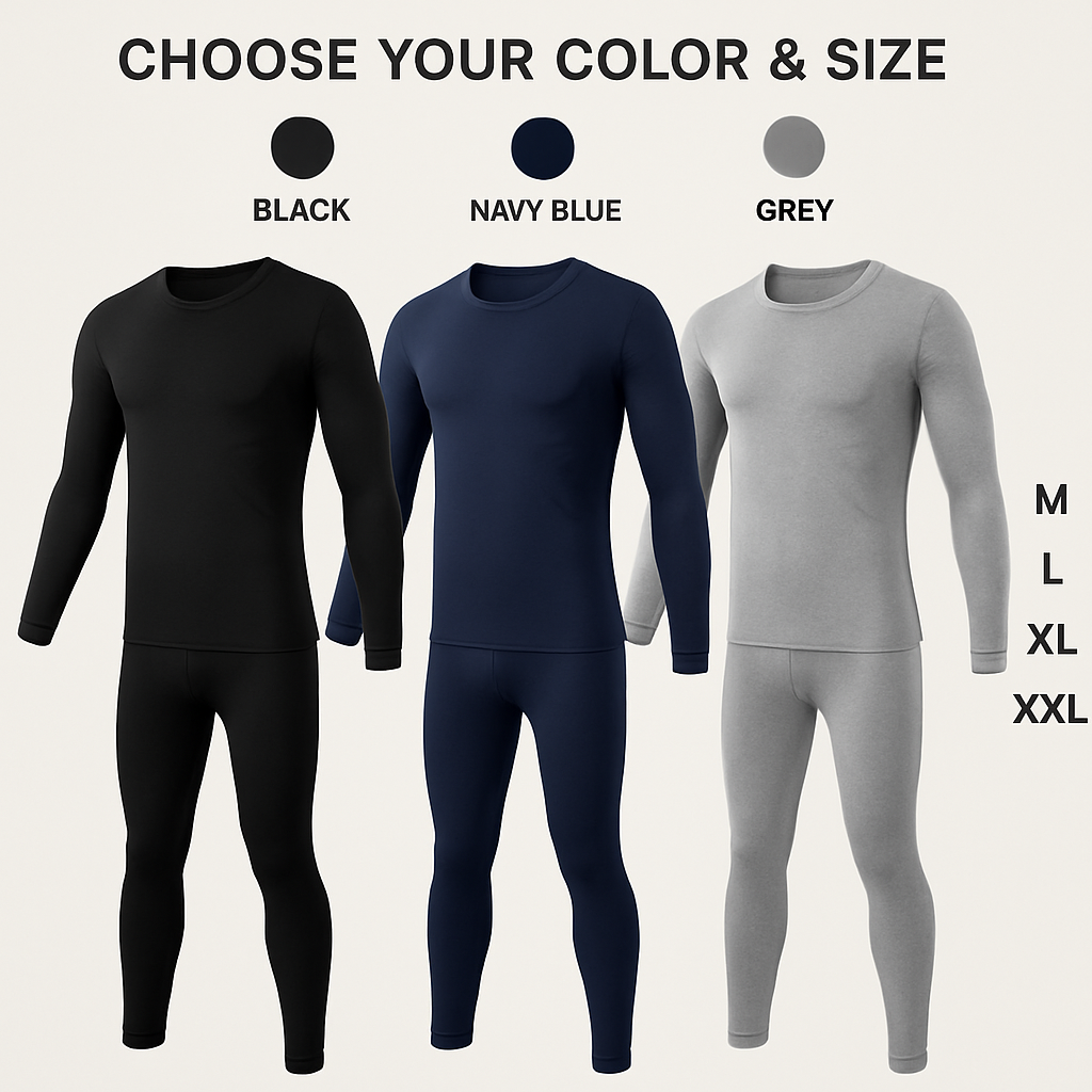Thermal Underwear Set for Men - Long Johns Top & Bottom