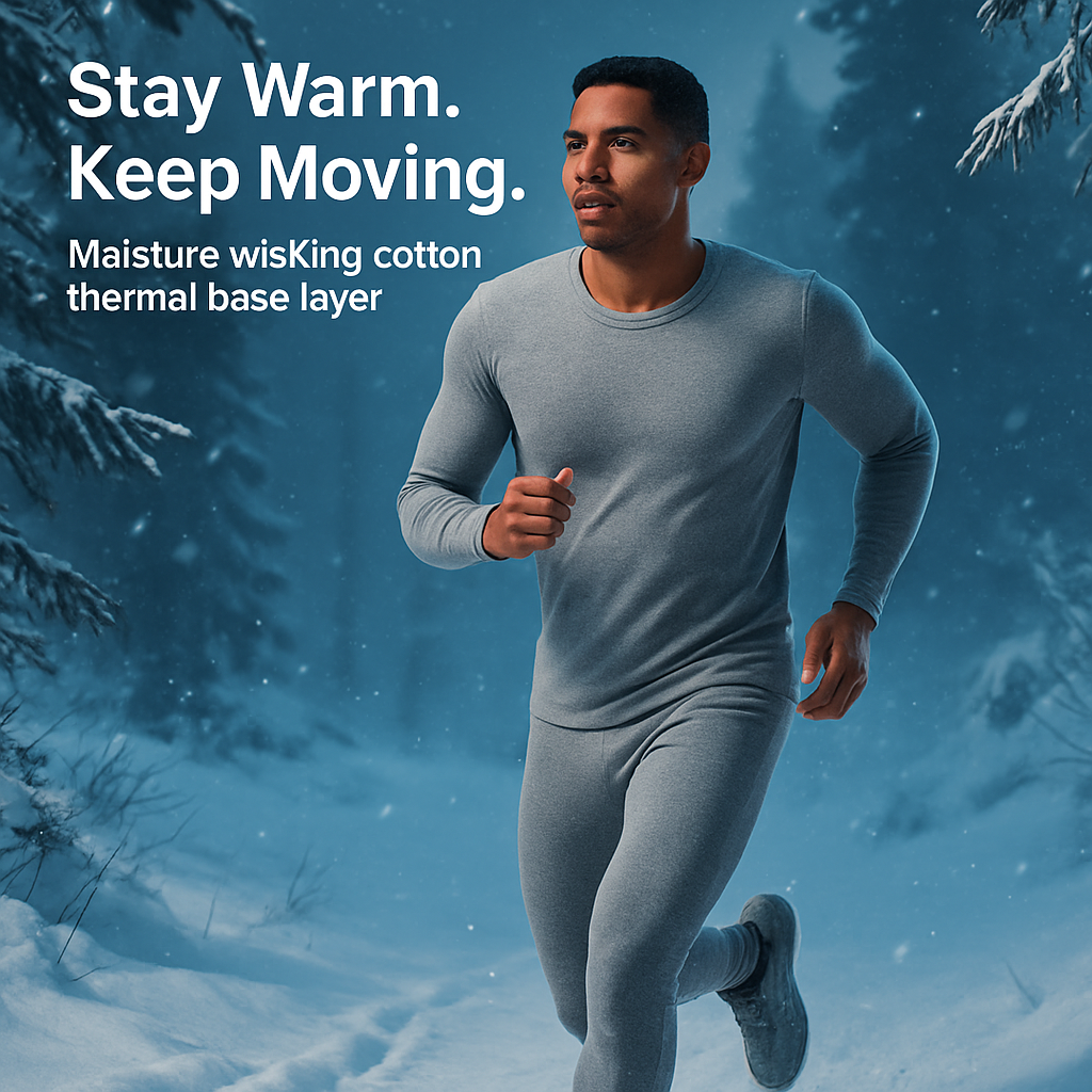 Thermal Underwear Set for Men - Long Johns Top & Bottom