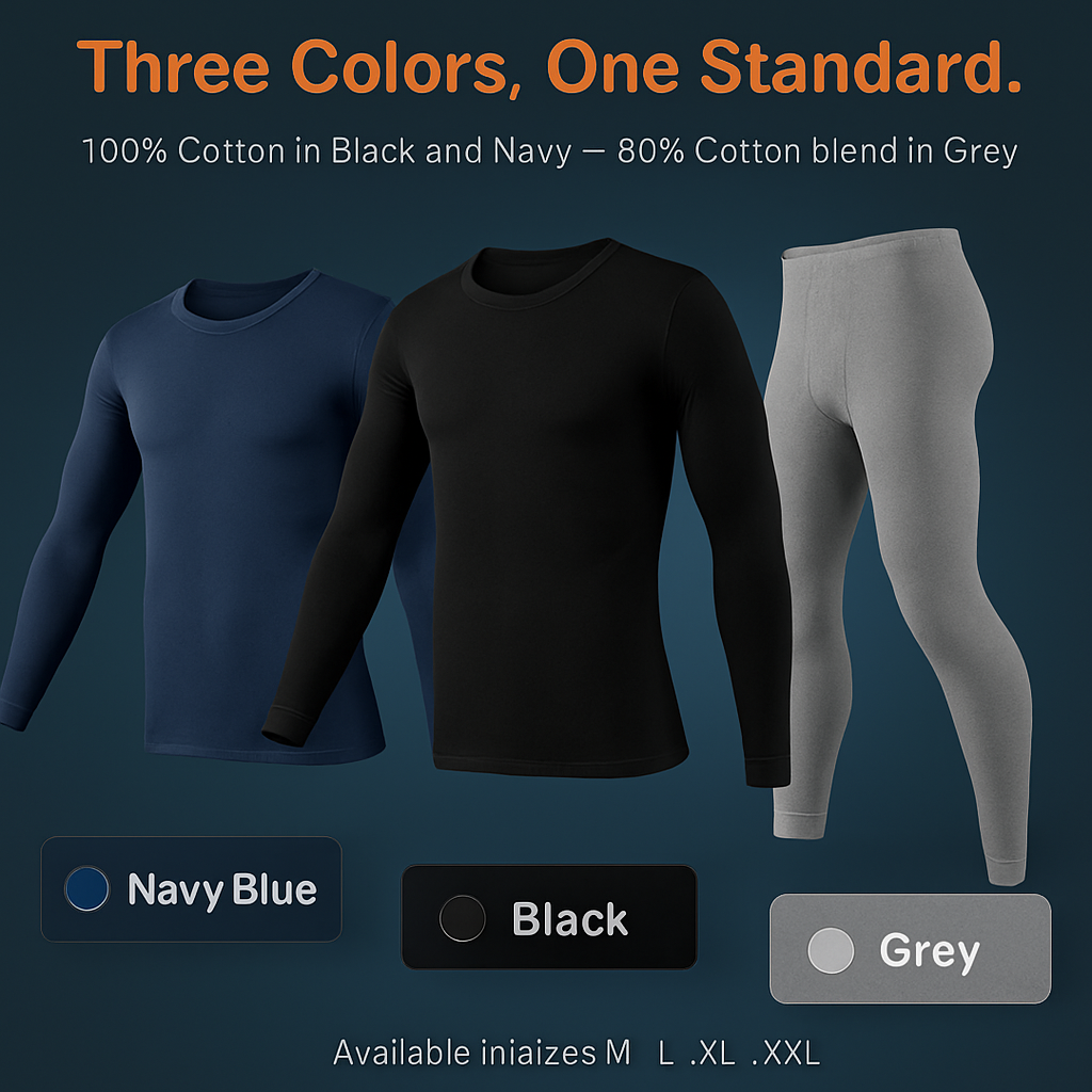 Thermal Underwear Set for Men - Long Johns Top & Bottom