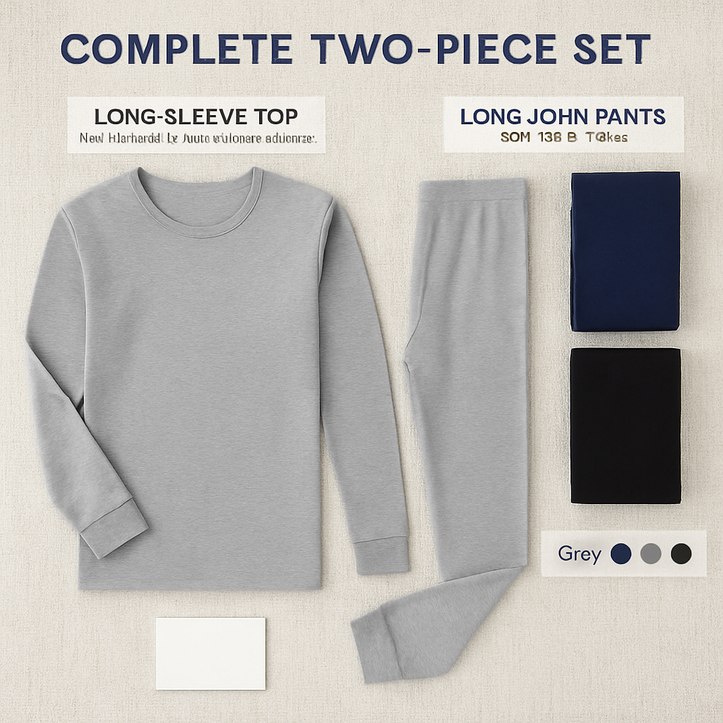 Thermal Underwear Set for Men - Long Johns Top & Bottom
