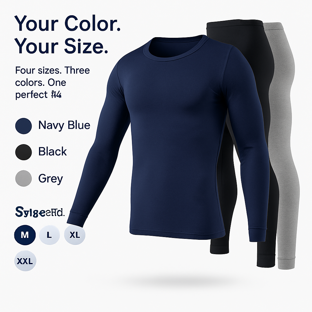 Thermal Underwear Set for Men - Long Johns Top & Bottom