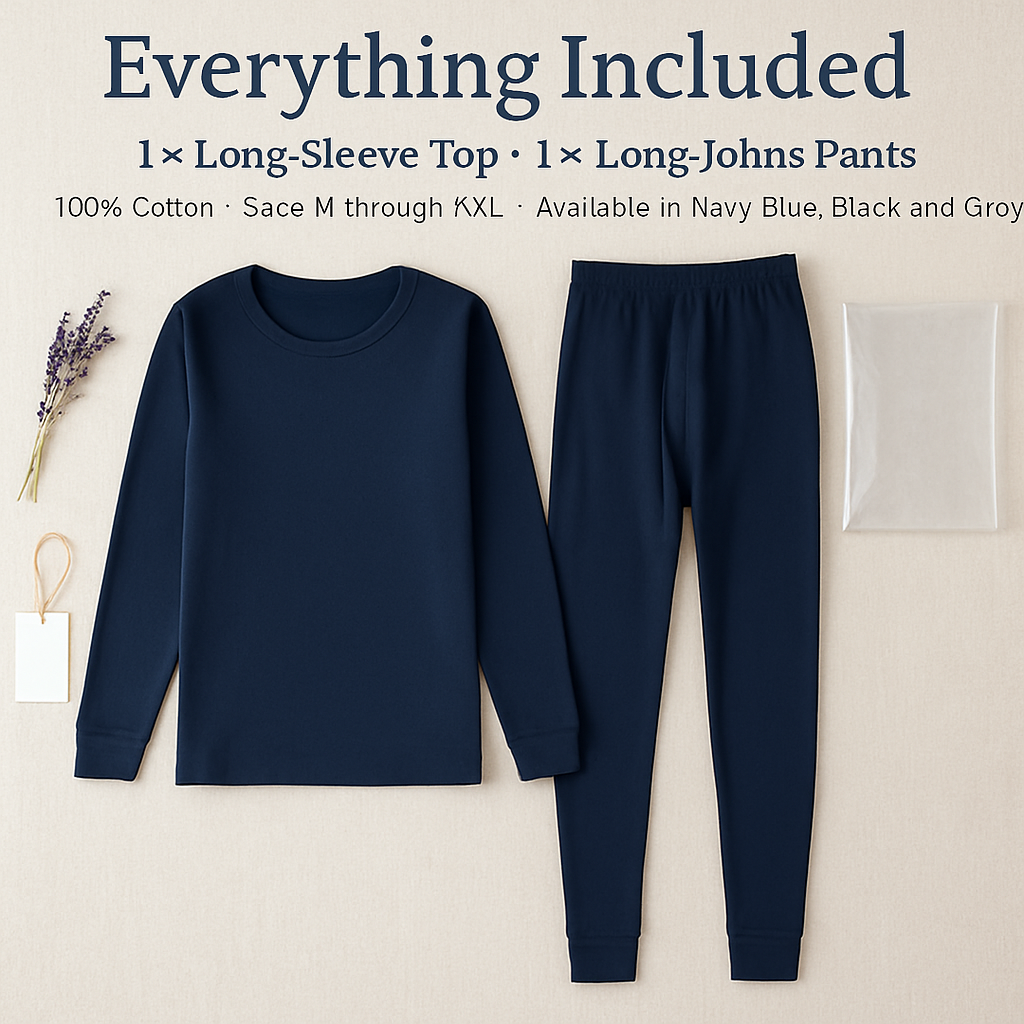 Thermal Underwear Set for Men - Long Johns Top & Bottom