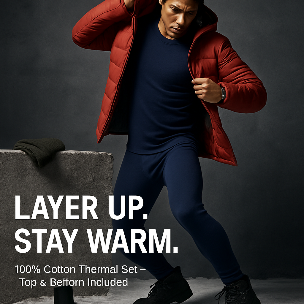 Thermal Underwear Set for Men - Long Johns Top & Bottom