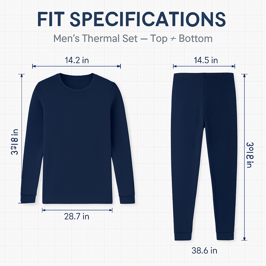 Thermal Underwear Set for Men - Long Johns Top & Bottom